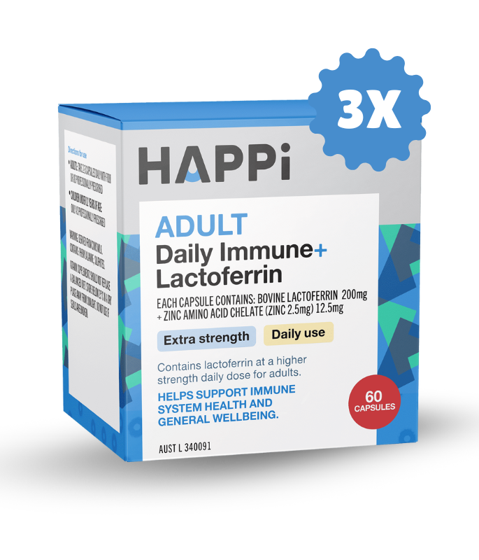 3 x  HAPPI Adult Daily Immune+ Lactoferrin