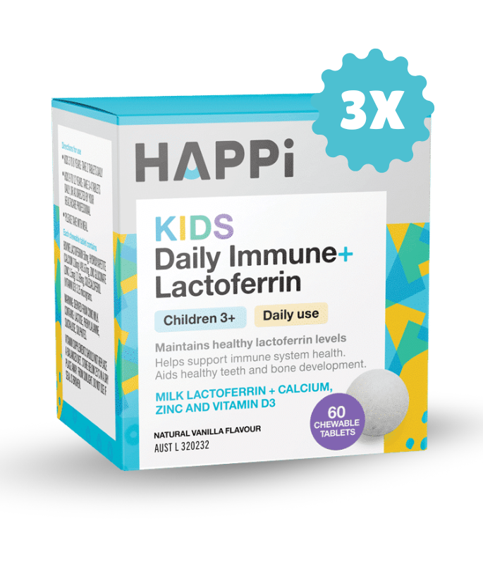 3 x HAPPI Kids Daily Immune+ Lactoferrin