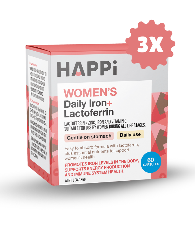 3 x HAPPI Women’s Daily Iron+ Lactoferrin