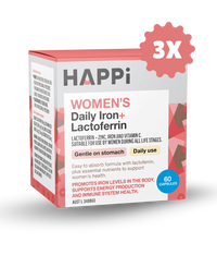 3 x HAPPI Women’s Daily Iron+ Lactoferrin